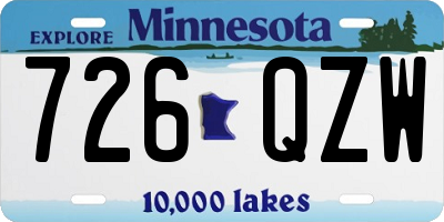 MN license plate 726QZW