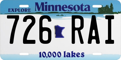 MN license plate 726RAI