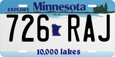 MN license plate 726RAJ