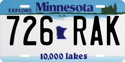 MN license plate 726RAK