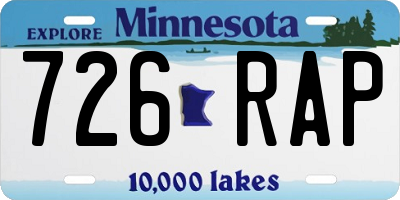 MN license plate 726RAP