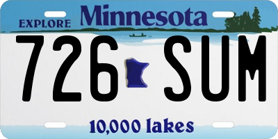 MN license plate 726SUM