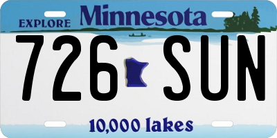 MN license plate 726SUN