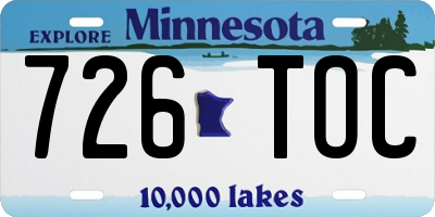 MN license plate 726TOC