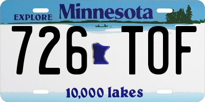 MN license plate 726TOF