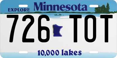 MN license plate 726TOT