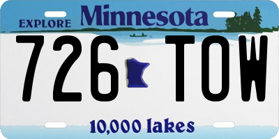 MN license plate 726TOW