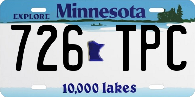 MN license plate 726TPC