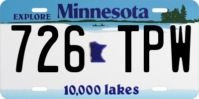 MN license plate 726TPW