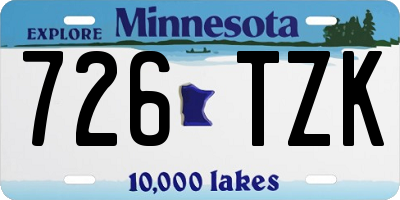 MN license plate 726TZK