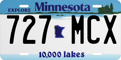 MN license plate 727MCX