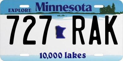 MN license plate 727RAK