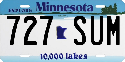 MN license plate 727SUM