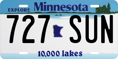 MN license plate 727SUN
