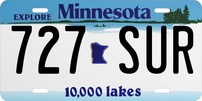 MN license plate 727SUR