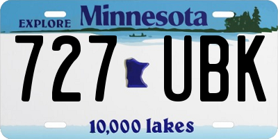 MN license plate 727UBK
