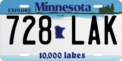 MN license plate 728LAK