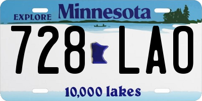 MN license plate 728LAO