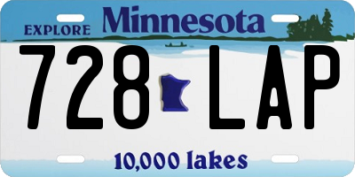 MN license plate 728LAP