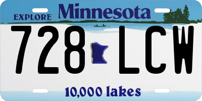 MN license plate 728LCW