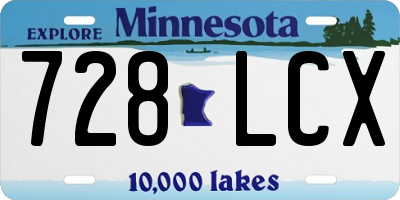 MN license plate 728LCX