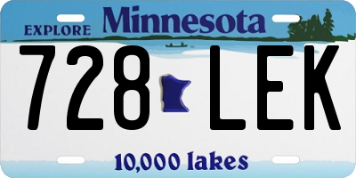 MN license plate 728LEK