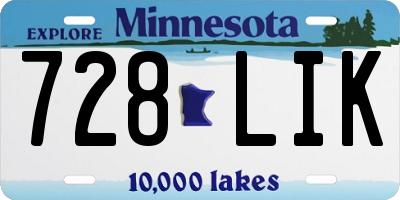 MN license plate 728LIK