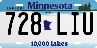 MN license plate 728LIU