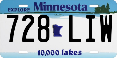 MN license plate 728LIW