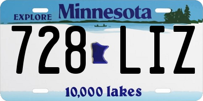 MN license plate 728LIZ
