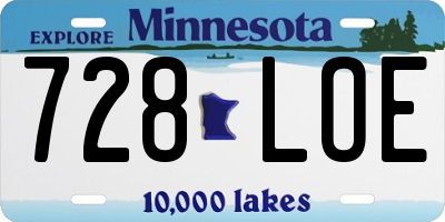 MN license plate 728LOE