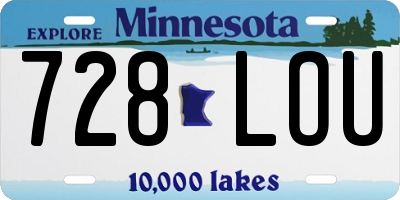 MN license plate 728LOU