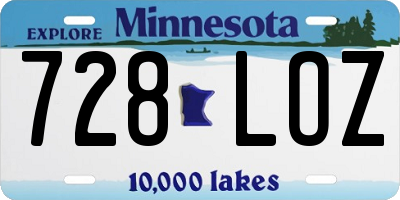 MN license plate 728LOZ