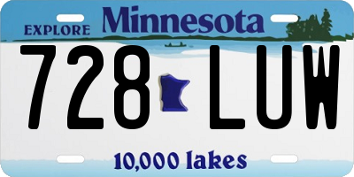 MN license plate 728LUW