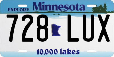 MN license plate 728LUX