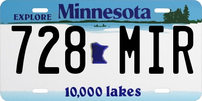 MN license plate 728MIR