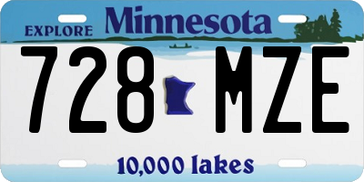 MN license plate 728MZE