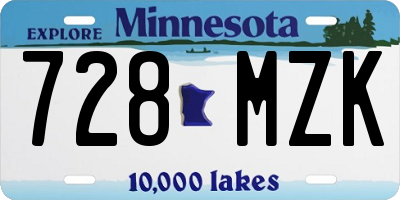 MN license plate 728MZK