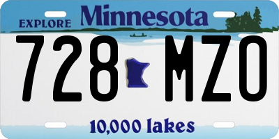MN license plate 728MZO