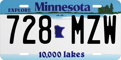 MN license plate 728MZW