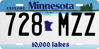 MN license plate 728MZZ