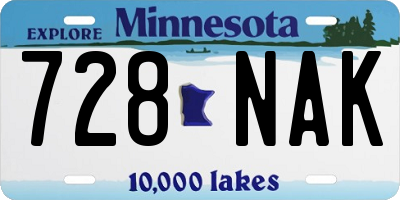 MN license plate 728NAK