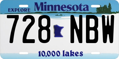 MN license plate 728NBW