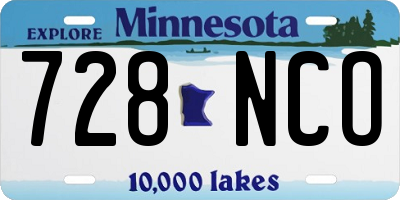 MN license plate 728NCO
