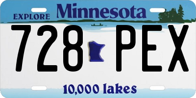 MN license plate 728PEX