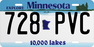 MN license plate 728PVC