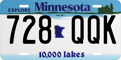 MN license plate 728QQK