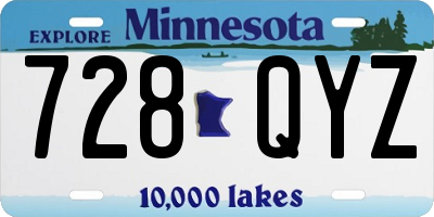 MN license plate 728QYZ