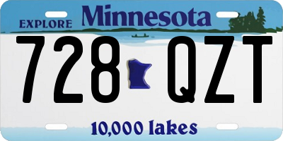 MN license plate 728QZT