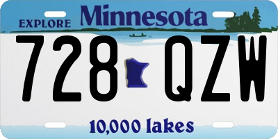 MN license plate 728QZW